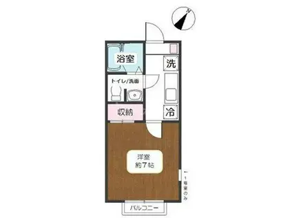 エスレーヴB(1K/1階)の間取り写真