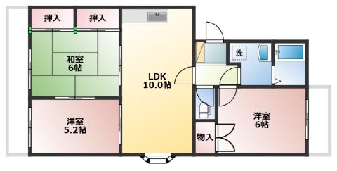 セントラルハイツD棟(3LDK/1階)の間取り写真