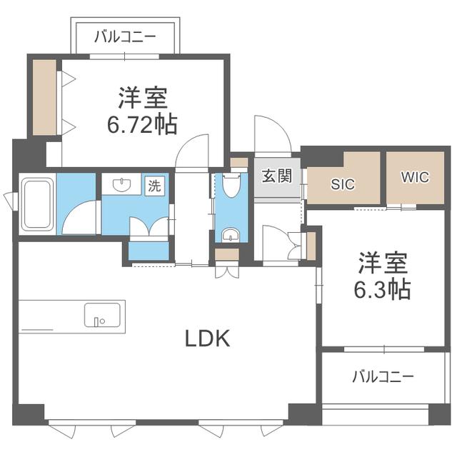 WECRAS高宮南(2LDK/4階)の間取り写真