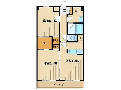 ジョワ・ド・ヴェーヴル(2DK/2階)の間取り写真