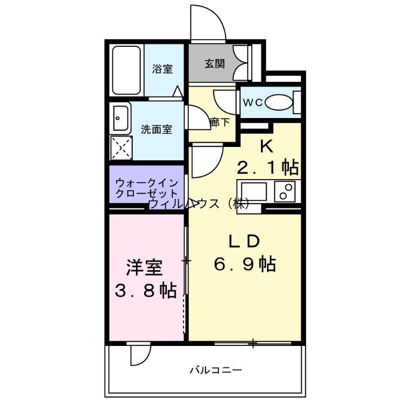 サザンクレスト高師浜(1LDK/5階)の間取り写真