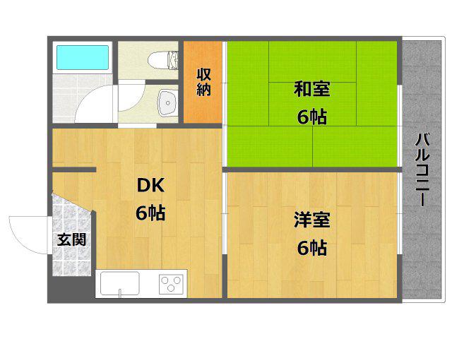 ハイツモーニンググローリー(2DK/2階)の間取り写真