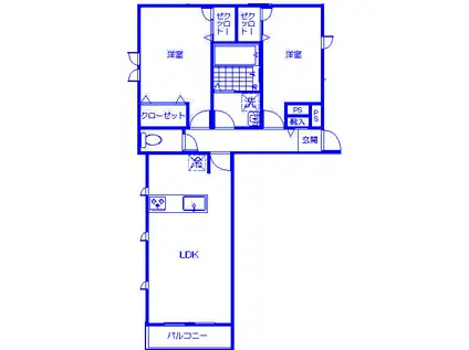 グランデ パティオ(2LDK/2階)の間取り写真
