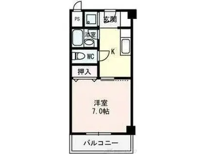 ヴェルドゥール北春日丘(1K/1階)の間取り写真