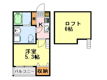 ラポーラ末広町(1K/2階)の間取り写真