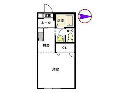 ハイマート21 A棟(1K/2階)の間取り写真