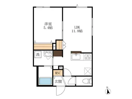 ESTARE(1LDK/1階)の間取り写真
