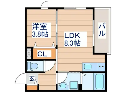 アステラス北仙台 壱番館(1LDK/3階)の間取り写真