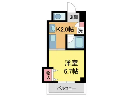 ファインキャッスル城ヶ堀(1K/2階)の間取り写真