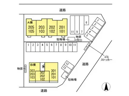 フォール A(1LDK/1階)の間取り写真