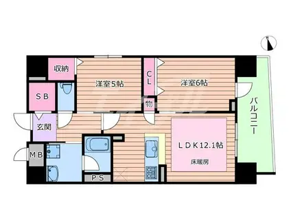 IBC RESIDENCE ウエスト(2LDK/8階)の間取り写真