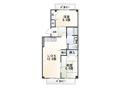 ヴァンベール(2LDK/2階)の間取り写真