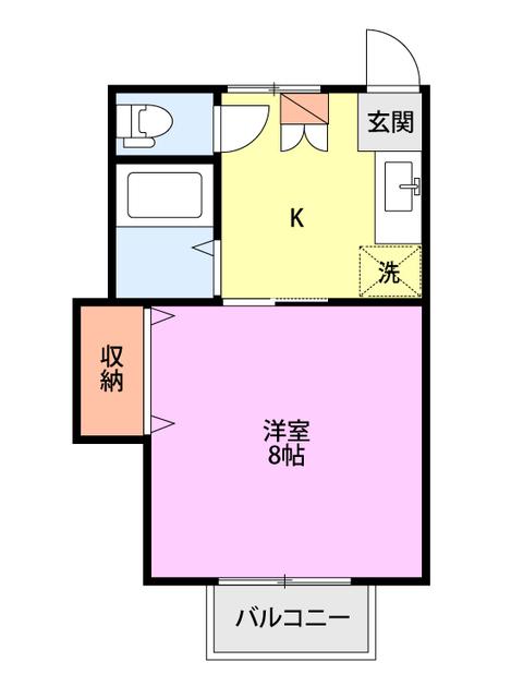 ドゥ ラトゥール坂井(1K/2階)の間取り写真