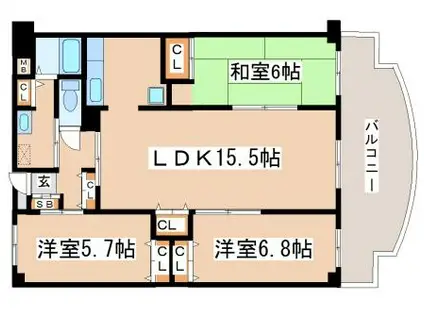 ハイツレインボー塩屋(3LDK/1階)の間取り写真