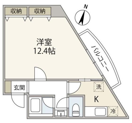 ラナーシタ光(1K/4階)の間取り写真