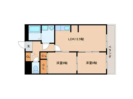 グランドハイツ森川(2LDK/2階)の間取り写真