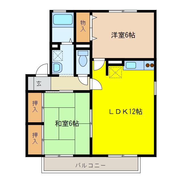 GRACE KUMANOII(2LDK/2階)の間取り写真