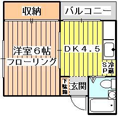 菅原ハイツ(1DK/3階)の間取り写真