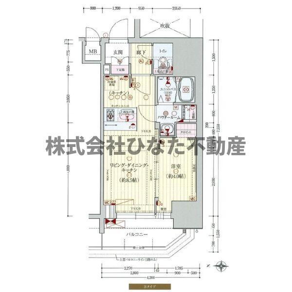 プレサンス北浜オリジン(1LDK/4階)の間取り写真
