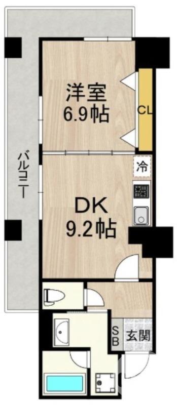セントラル堺東(1DK/5階)の間取り写真