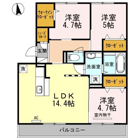 ピュアライト文京町(3LDK/3階)の間取り写真