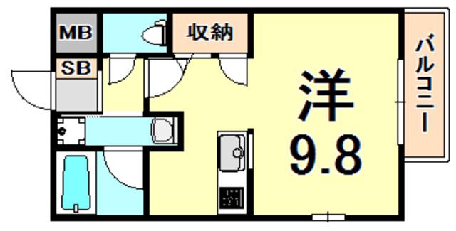 エルスタンザ伊丹(ワンルーム/3階)の間取り写真