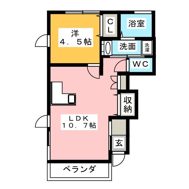 MO-V B(1LDK/1階)の間取り写真