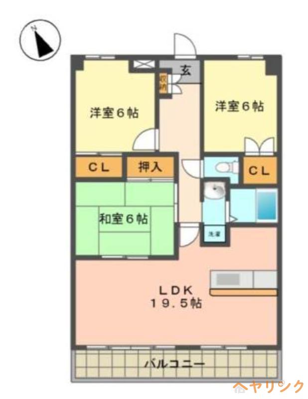 アルカディアIII(3LDK/1階)の間取り写真
