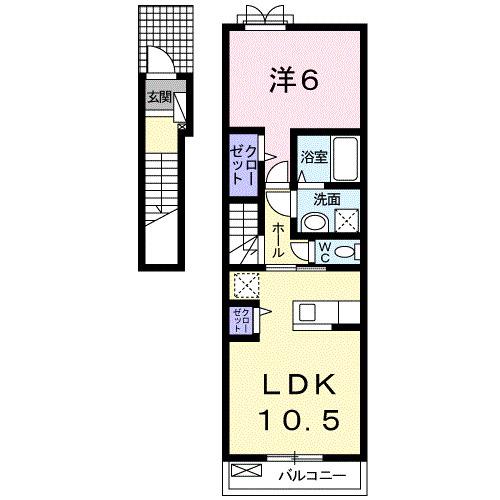 アンジェラI(1LDK/2階)の間取り写真