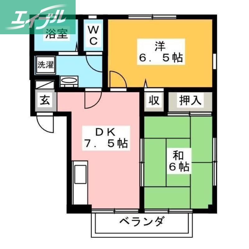 フォブール今(2DK/2階)の間取り写真