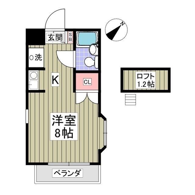 フローラルコートIII(ワンルーム/2階)の間取り写真
