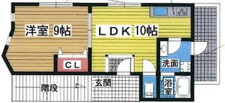 ハイツ志染(1LDK/2階)の間取り写真