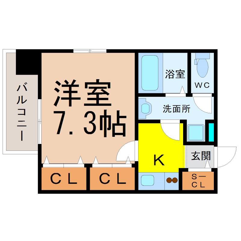 エイペックス名古屋鶴舞公園前(1K/2階)の間取り写真