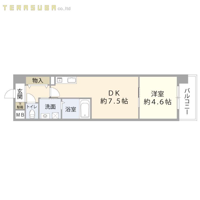 レスコ府内(1DK/4階)の間取り写真