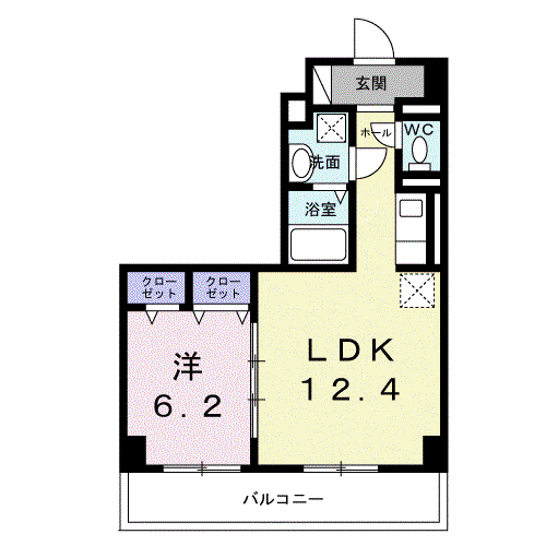 サンライズ 江平中町(1LDK/8階)の間取り写真