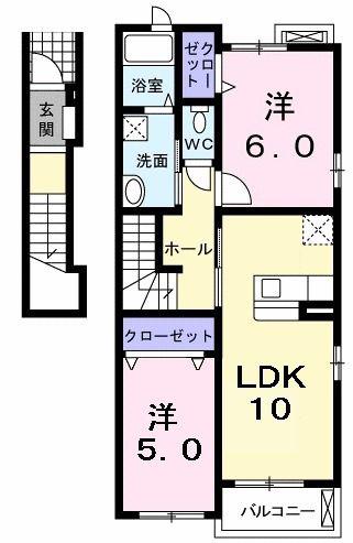 エアリーガーデンI(2LDK/2階)の間取り写真