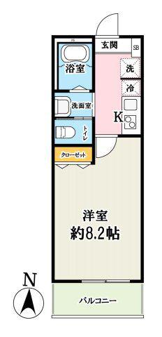 ノーブル蓮田(1K/2階)の間取り写真