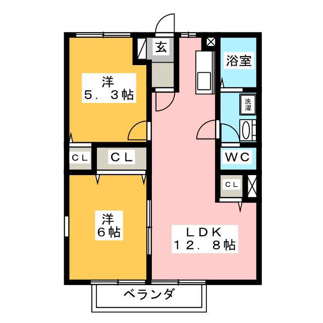 ニューシティー大江II(2LDK/2階)の間取り写真
