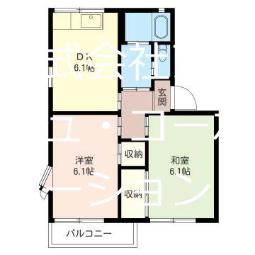 エコーハイツ(2DK/2階)の間取り写真