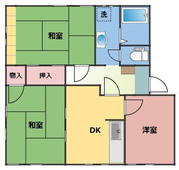大野ハイツB(3DK/1階)の間取り写真
