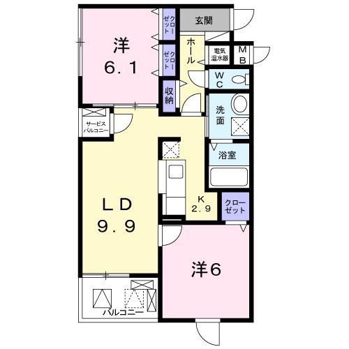 エルドール(2LDK/4階)の間取り写真