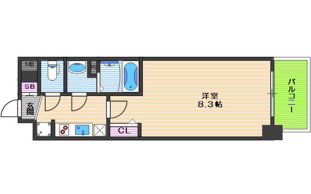 プレデコート北田辺(1K/10階)の間取り写真