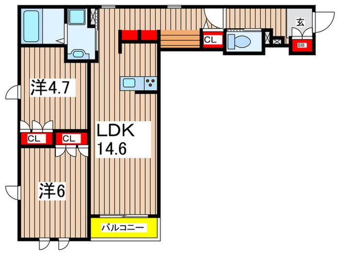 MAISONDE FAMILLE 日吉(2LDK/2階)の間取り写真
