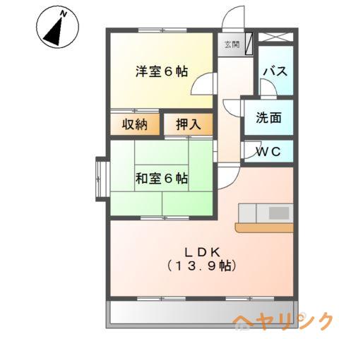ヴィオラ日進(2LDK/2階)の間取り写真