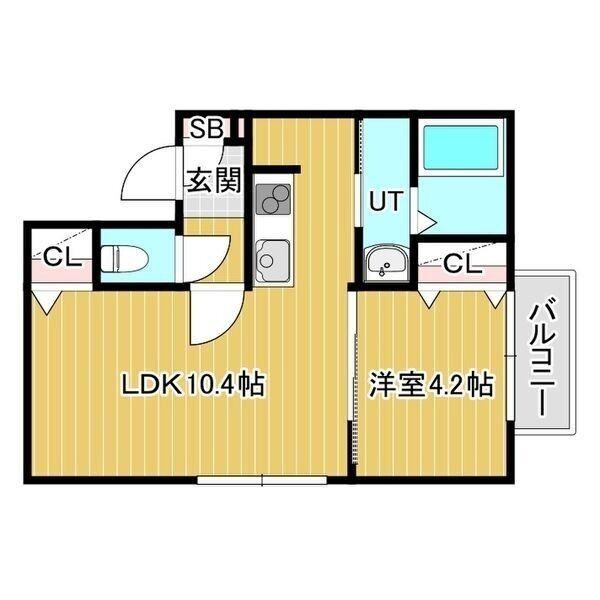 ビナーリオ旭山公園通(1LDK/2階)の間取り写真