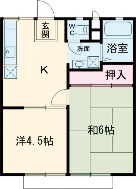パナハイツ大谷B棟(2K/1階)の間取り写真
