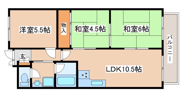 シャルムロアイヤル朝霧(3LDK/1階)の間取り写真