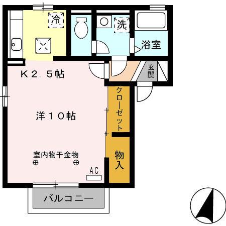 デルニエVI(1K/1階)の間取り写真