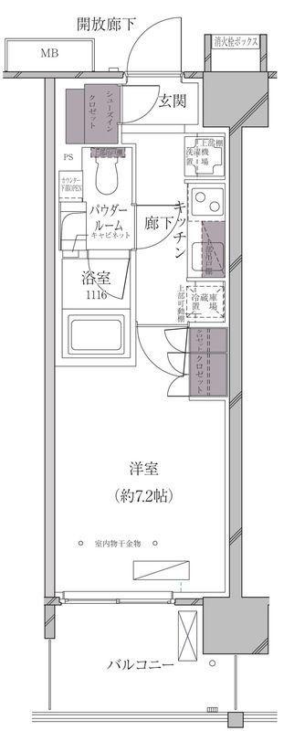 A-STANDARD芝浦(1K/8階)の間取り写真