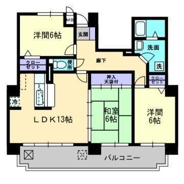 アーバン松浜(3LDK/5階)の間取り写真